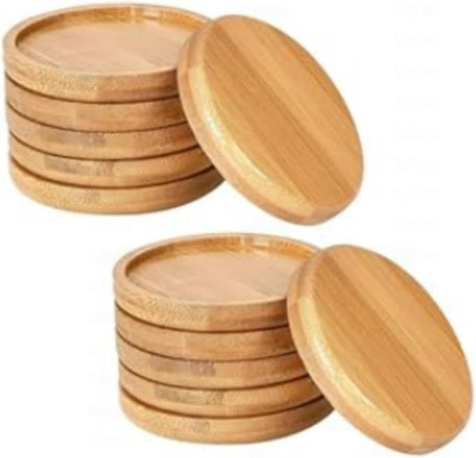 Frienda Trays 2.52 Inch Bamboo Round Plant Saucer for Most Plant Pot Flower Saucers Tray, Solution for Owl Pot with Hole(12 Pack)