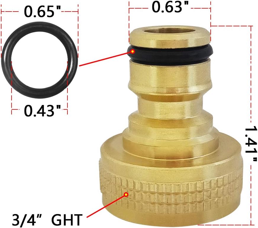 HQMPC Garden Hose Quick Connector Water Hose Quick Connect ¾ inch GHT Brass Easy Connect Fitting Quick Connect Hose Fittings Garden Hose Fitting Water Hose Connectors (3SETS)