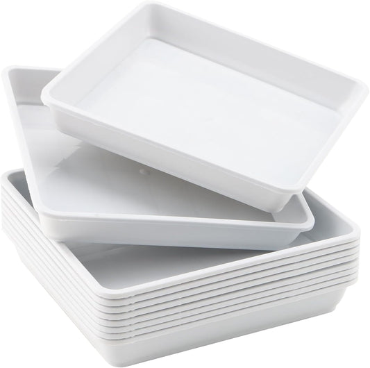 JOIKIT 15 PCS 10 x 10 Inch Square Plant Saucer, Plastic Plant Saucer Drip Tray, Square Flower Pot Tray for Indoors and Outdoor Plant Pots, 1.38 Inch Deep, White
