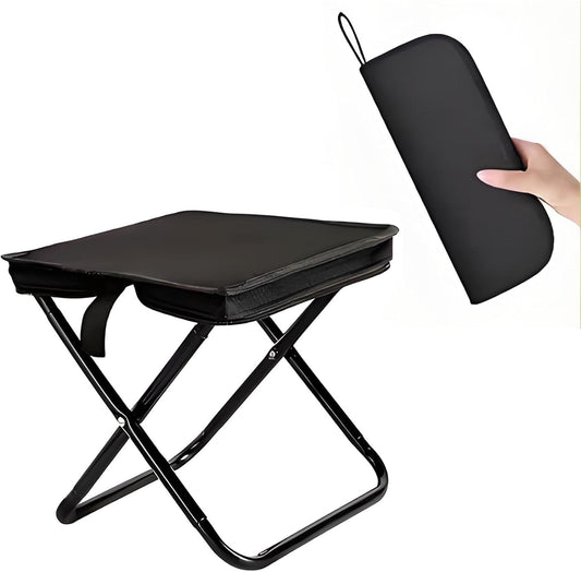 Baiao Camping Stool, Portable Folding Stool with Carry Bag, 13Inch Aluminum Alloy Bracket, 1.5lbs Lightweight, for Travel, Hiking, BBQ, Fishing, Beach(Black)