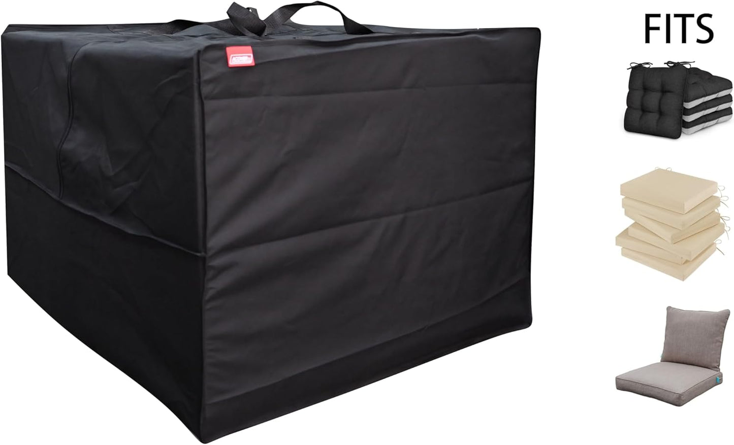 Outdoor Square Cushion/Cover Storage Bag, Protective Zippered Storage Bags with Handles, 32''L x 32''W x 24''H Black