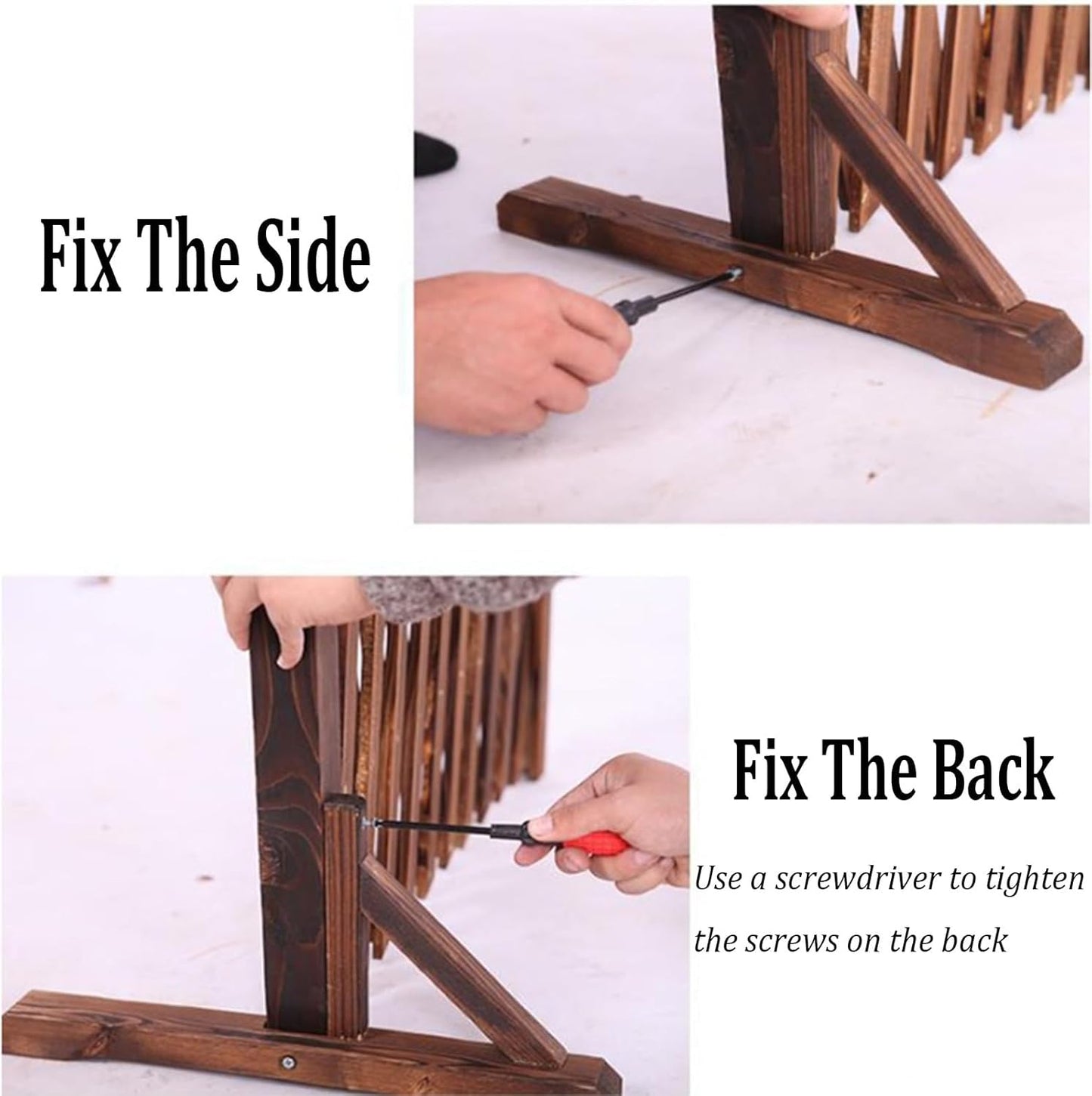 Expandable Wooden Garden Fence Panel - Retractable Trellis for Climbing Plants, Freestanding Pet Screen, No-Dig Vertical Rack, Brown (47.24"x13.77")