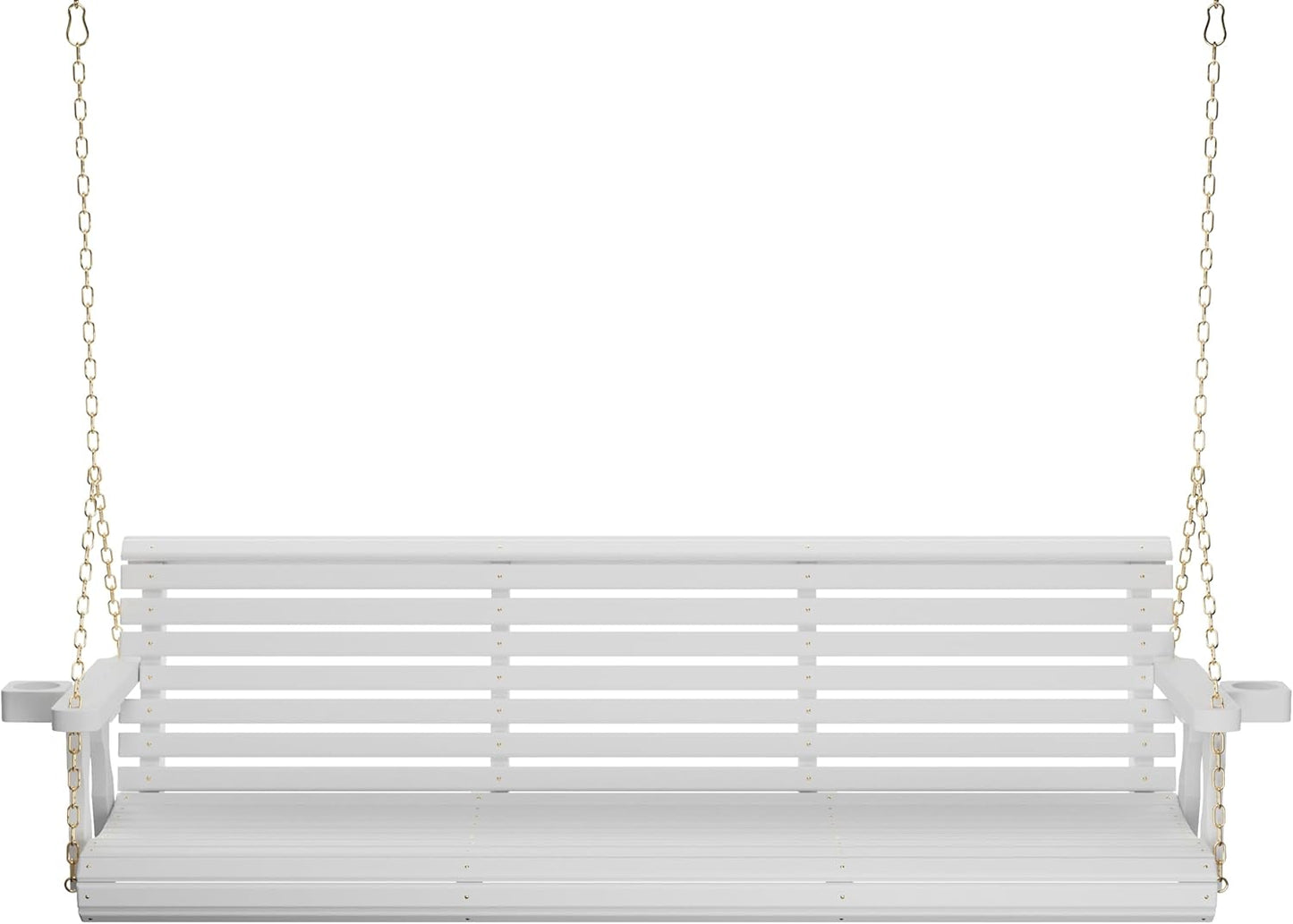 Amish Casual 6 Foot Roll Back Porch Swing with Cup Holders in Semi-Solid White Stain - Amish Made in The USA from Treated Pine Heavy Duty 700 Lb. Weight Capacity