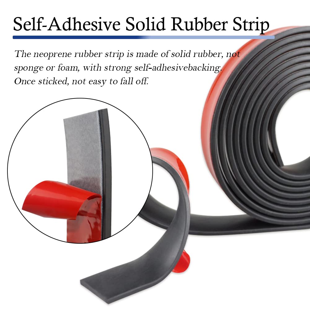 Neoprene Rubber Strips Self Adhesive Solid Rubber Sheets, Rolls & Strips for DIY Gaskets Crafts Pads Seals Warehouse Flooring Neoprene Sheet with Adhesive Backing (1" Wide x 1/5" Thick x 40' Long)