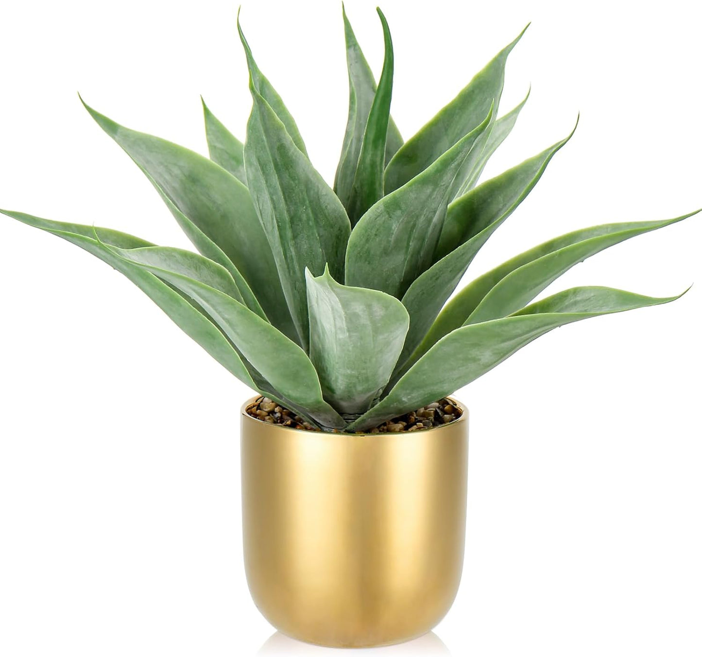 Large Faux Agave Plant 13" Artificial Aloe Vera Plants Fake Succulent Plants in Pot Realistic Agave Plant Artificial Potted Plants for Home Living Room Table Office Desk Bathroom Indoor Decor(Gold)
