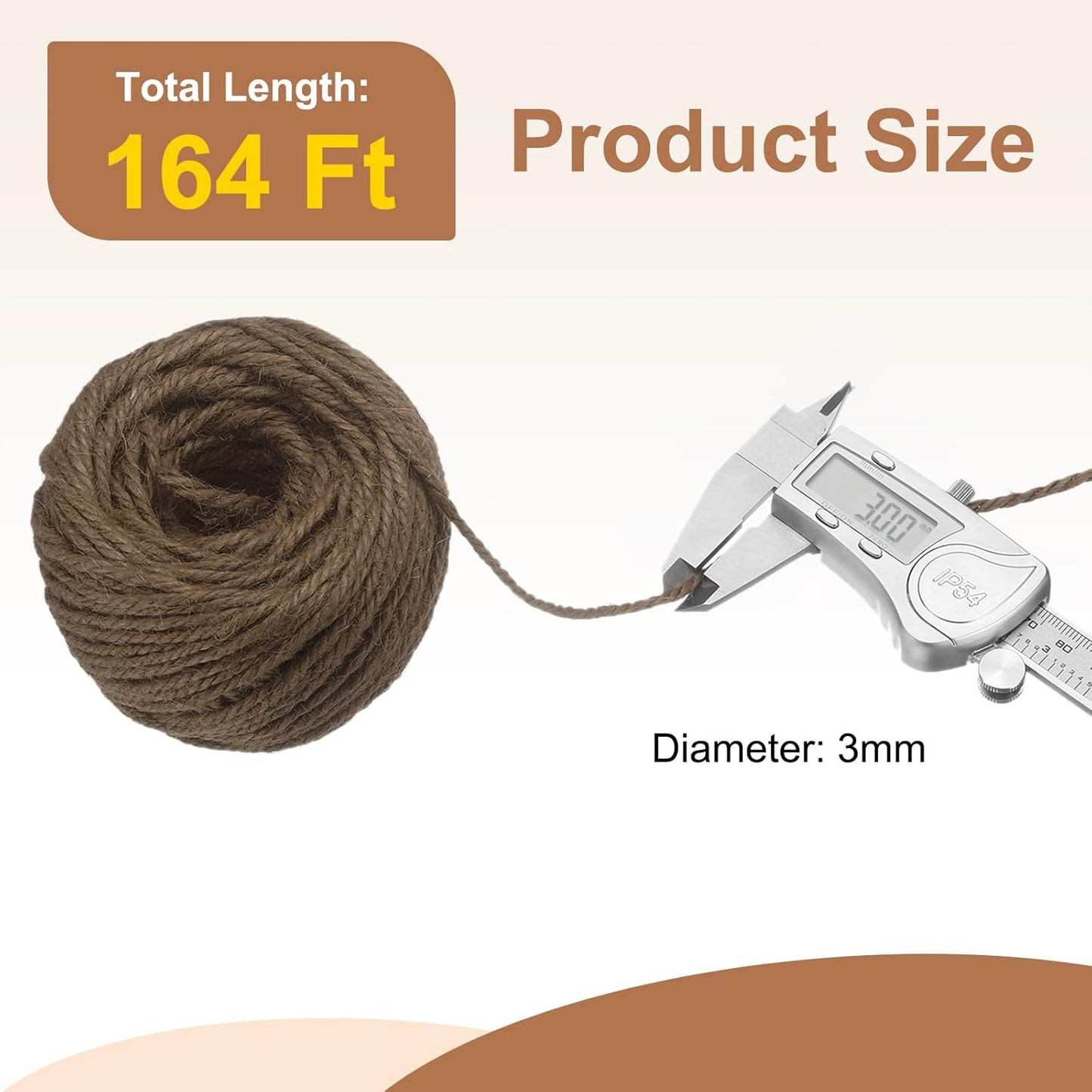 uxcell 164 Feet Natural Jute Twine String,3mm Thin Garden Twine Rope Colored Plant String Cord for DIY Art Crafts Gift Wrapping Decoration Packing Gardening Plant Hanger,Brown