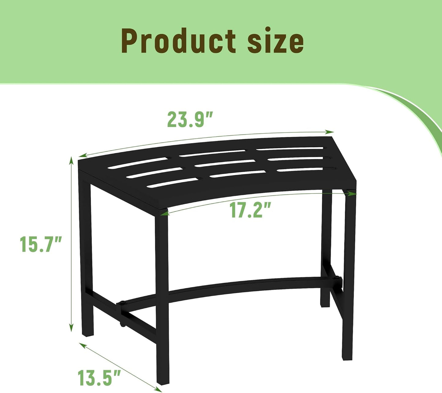 Metal Curved Fire Pit Bench Set of 4, Outdoor Fire Pit Seating, Steel Backless Outside Bench for Garden, Patio, Porch, Backyard, Plant Stand, Heavy Duty Plant Holder, Style 2, Black