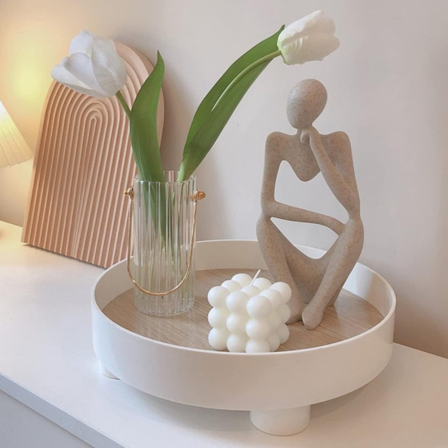 Dnoifne The Thinker Sculpture, Aquarium Ornaments, Abstract Sculpture Statue, Gift Art Decorative, Home Decor Figurine (Left, Large)