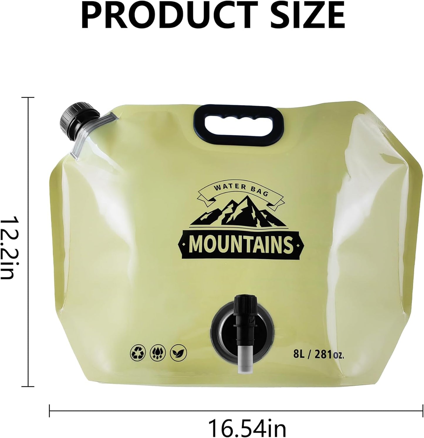 Collapsible 8L Water Storage Bag, BPA-Free Portable Folding Water Jug with Adjustable Faucet, Leakproof Emergency Water Bag for Camping, Hiking, Riding, Outdoor Sport (BEIGE, 2)