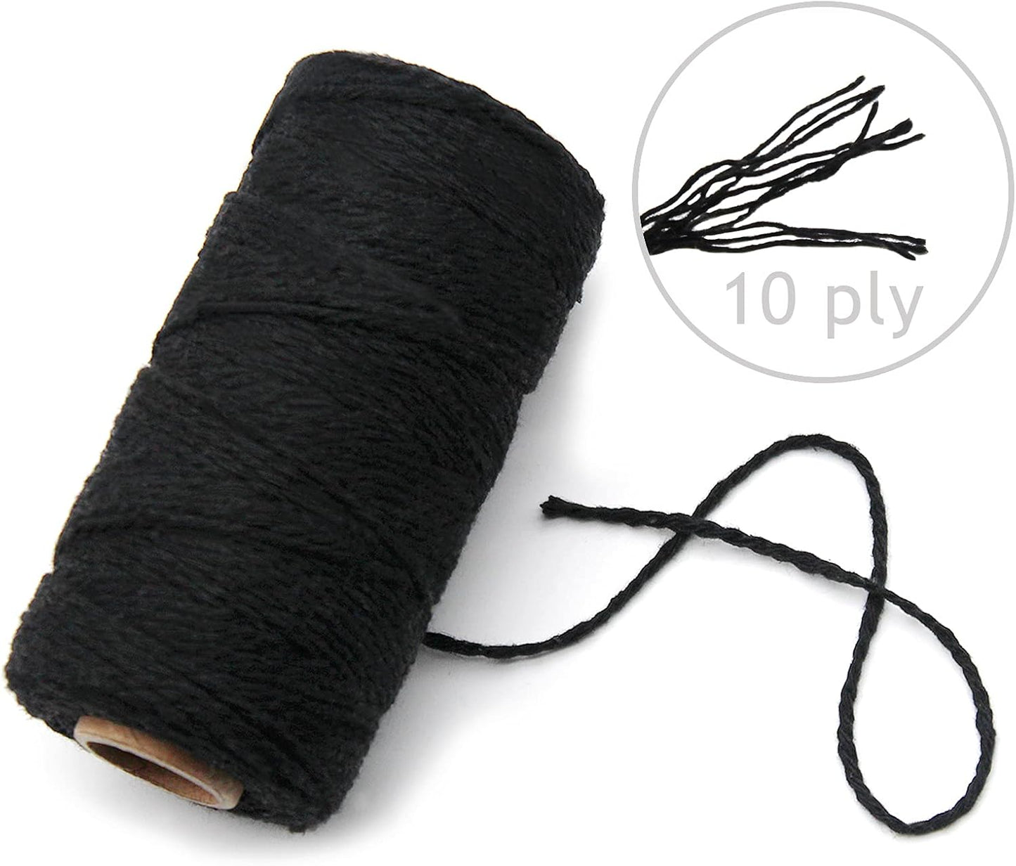 Anvin Cotton Twine - Natural Jute Packing & Wrapping Twines (Black, White) - 984 Feet, 10 Ply, 2mm Thick - Ideal for Bakers, Butchers, Arts & Crafts, Gardening - Pack of 3