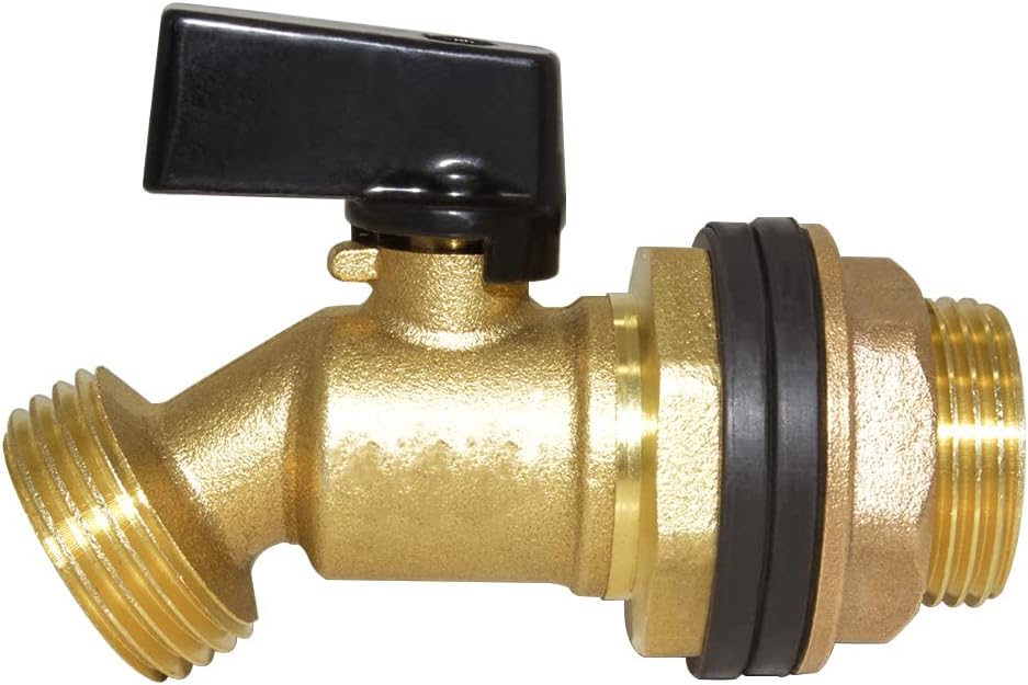 Hooshing Rain Barrel Spigot 1/2" Inlet to 3/4" GHT Thread Outlet with Quarter Turn Ball Valve Bulkhead Faucet for Water Tanks Bucket