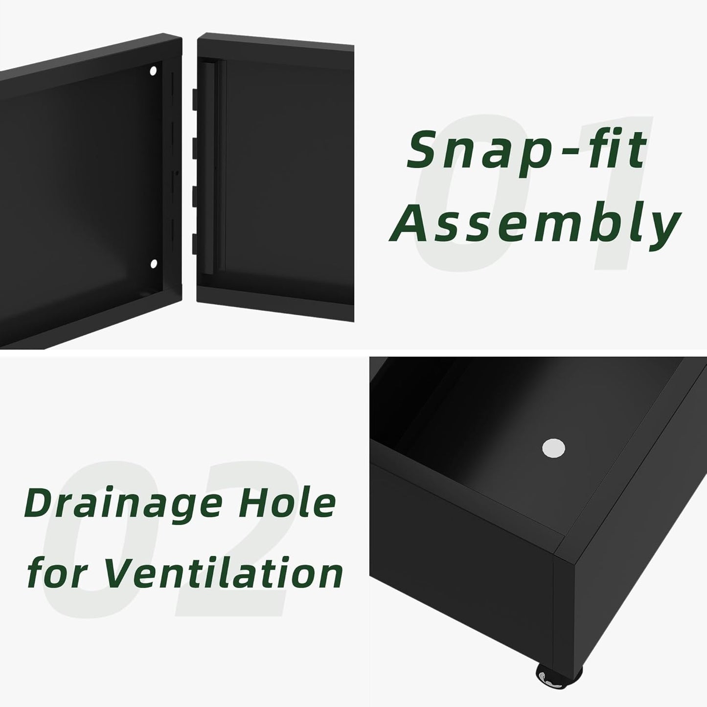 Casaphoria Metal Raised Garden Bed with Trellis and Wheels, 72"x47"x16" Planter Box for Climbing Plants, Vegetables & Vines, Features Drainage Holes and Privacy Screen, Black(Spring&Louvered)