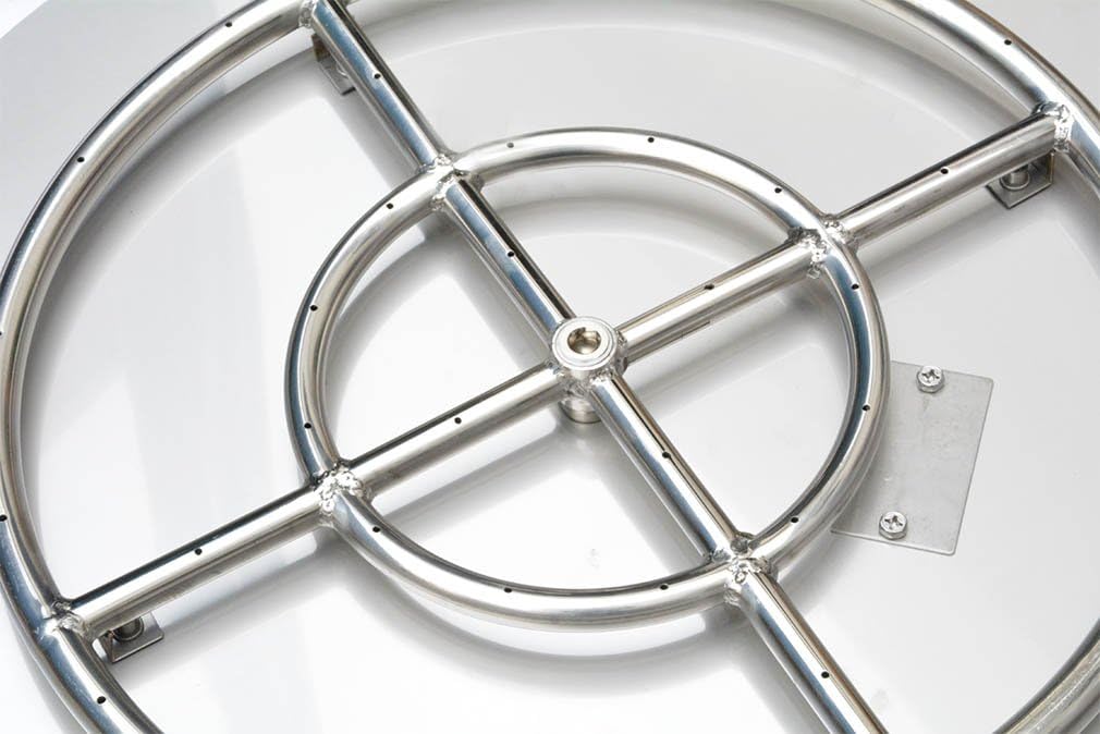 Stanbroil Stainless Steel 24" Round Flat Fire Pit Burner Pan w/18 Fire Ring Installed, BTU 147,000 Max