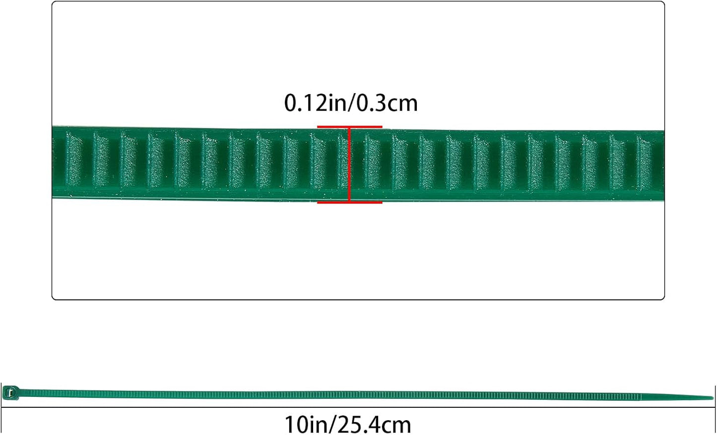 10 inch 3mm Dark Green Nylon Garden Cable Zip Ties Self Locking Cable Ties Twist Ties, Multi-Purpose Cable Tie(100 Pcs)