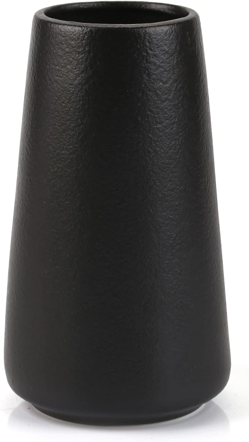 Simple Vase for Flowers Plants, Matte Vases for Modern Table Shelf Home Decor Wedding Boho Decor, 6" H Frosted Elegant Ceramic Vase for Pampas Grass Fluffy Stem Bouquet Lavender Flowers (Black, 1)