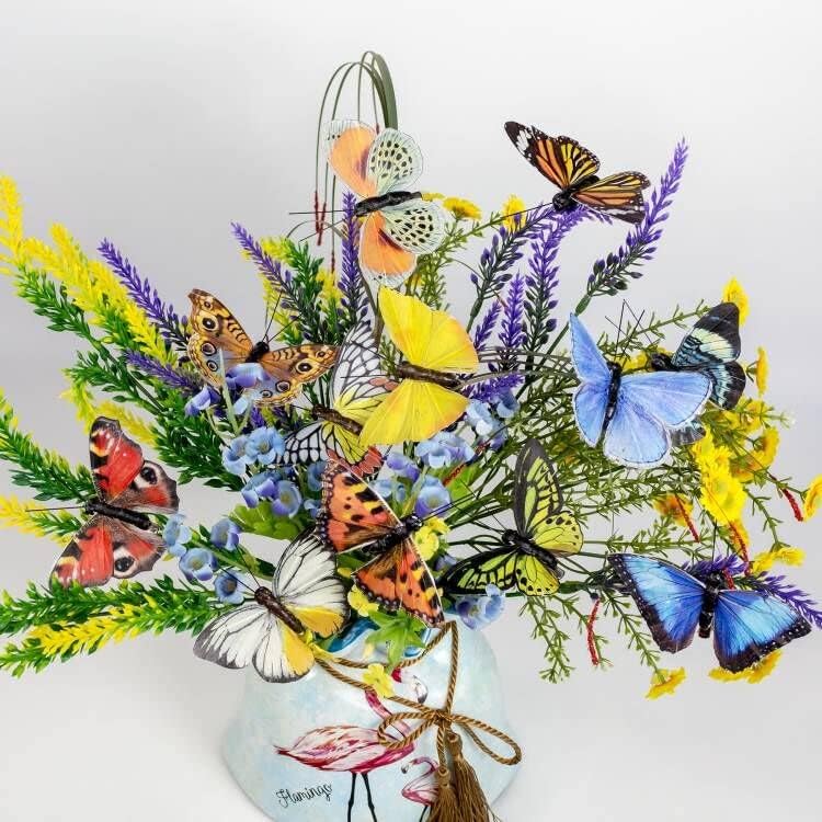 Berfutall-Artificial Feather 3D Butterfly Party Decorations Set of 12 with Wire 12 Color Ornaments for Christmas Tree(B)…