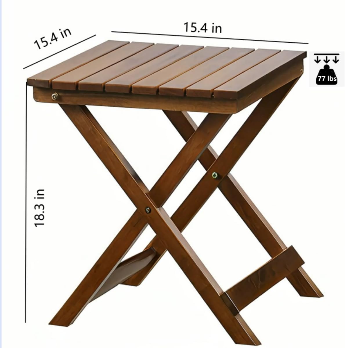 Small Side Table Square Folding, Patio Foldable Wooden End Table for Outdoor Indoor Porch Camping Living Room Bedroom, as Coffee Table or Plant Stand, Brown