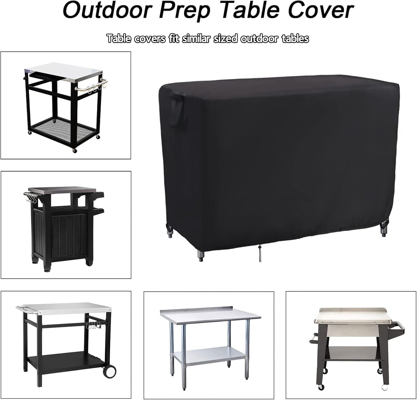 Kingling Outdoor Table Cover 48 Inch, Waterproof Stainless Steel Table Cover Metal BBQ Table Covers Weather Protection for Patio Kitchen Work/Prep Tables - 48''L x 24''W x 35''H(Black)