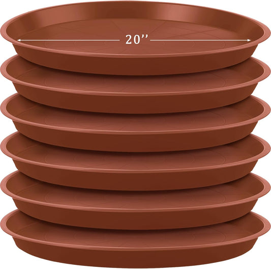 Eccliy 6 Pack Plastic Plant Saucer Heavy Duty Planter Saucers Large Plant Pot Saucers Plastic Water Trays for Indoors and Outdoors Flower Plant Plant Drip (Terracotta,20 Inch)