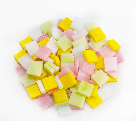 Mosaic Tiles 270 Pieces / 200 g Pack of Colored Mica Glass Mosaic Tile Supplies for Home Decoration, DIY Crafts, Plates, Picture Frames, Flowerpots – 1x1 cm Square Tiles (Summer Sweet)