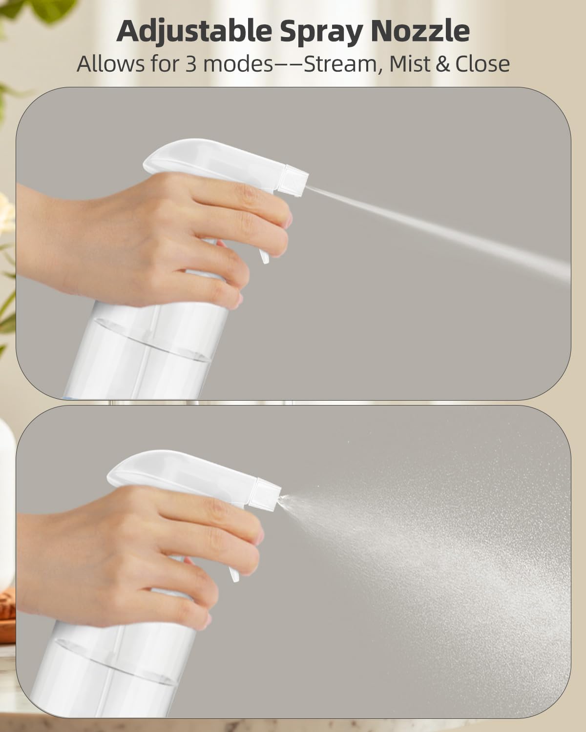 2 Pack Glass Spray Bottles 8 oz, Empty Refillable Containers with Silicone Sleeve Protection, Glass Spray Bottles for Cleaning Solutions, Hair and Plants with Adjustable Nozzles Black