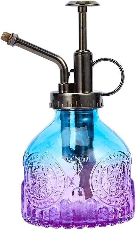 Glass Plant Mister Spray Bottle, Vintage Plant Spritzer, Succulent Watering Bottle with Top Pump, Small Plant Sprayer Mister Watering Can for Indoor Outdoor Houseplant - Blue Purple Gradient