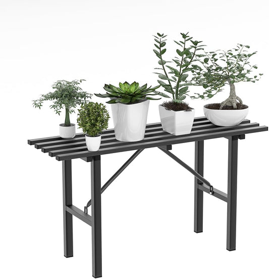 Premium Aluminum Plant Stand - Home Decor & Outdoor Garden Solution with 300 LBS Capacity, L37.8 x W11.4 x H19.7 inch