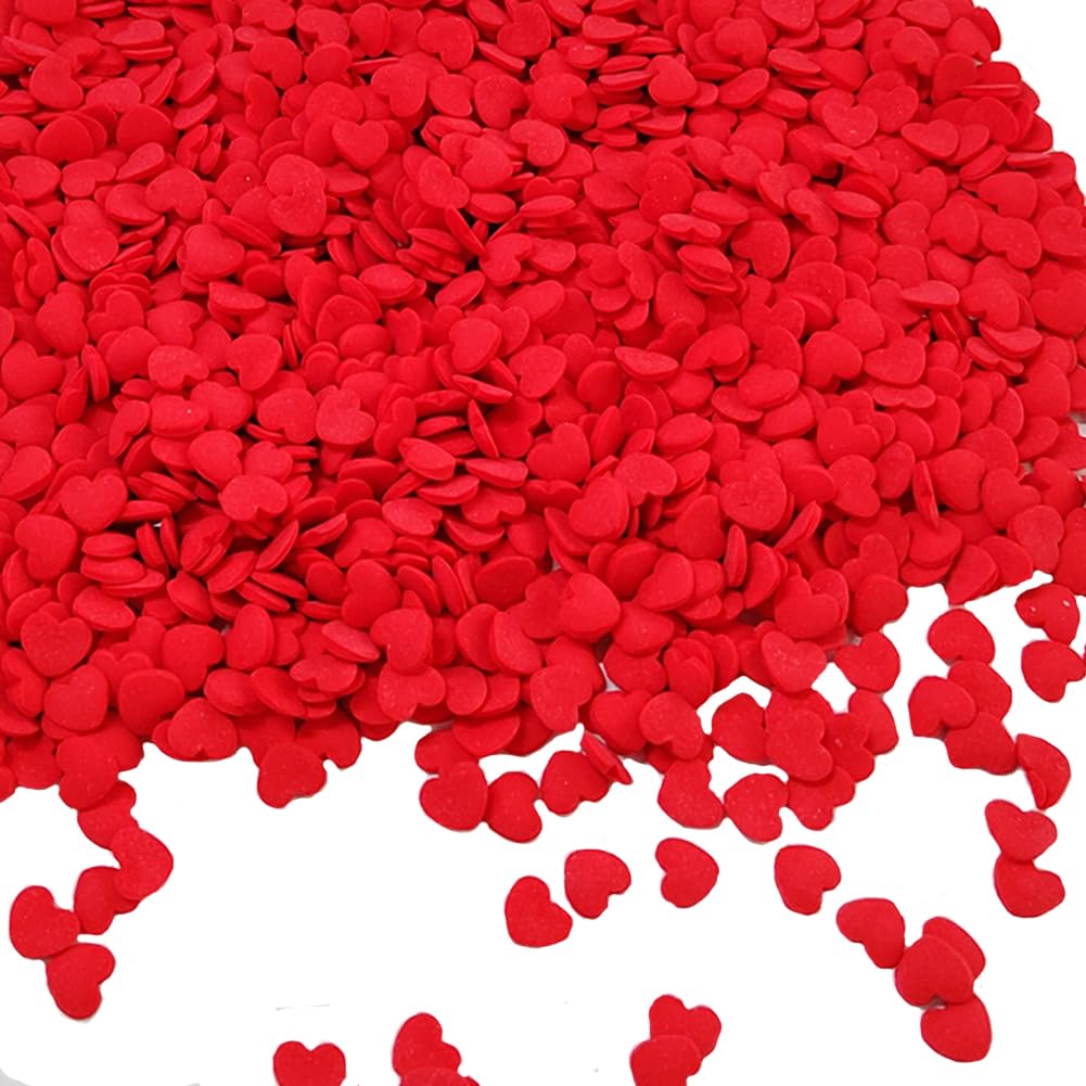 Homankit Red Hearts Sprinkles Edible Baking Cupcake Cake Decoration Cookie Ice Cream Donut Decorating 2.82 Ounces