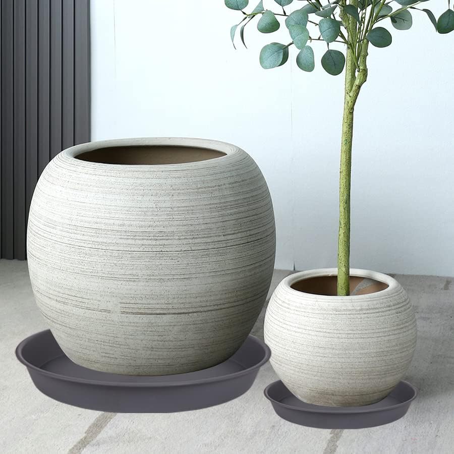 Plant Saucer, 2 Pack Largee Plant Saucer 18 19 inch (19", Cement Gray)