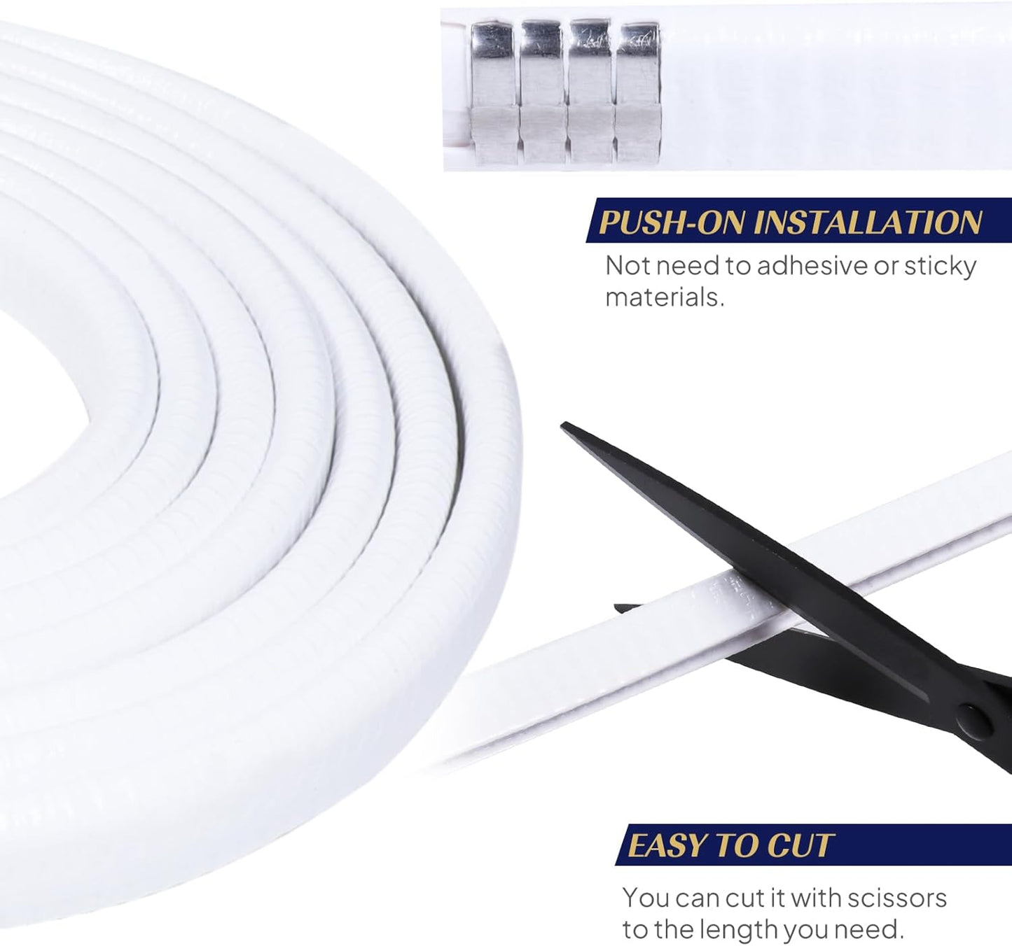 Edge Trim White U-Channel Rubber Trim Edge with Metal 1/2" X 3/8" - Fit Gap 3/64" to1/4 Car Door Edge Sealing Strip, PVC Weather Stripping with Steel, Metal Edge Protector, 6.5FT