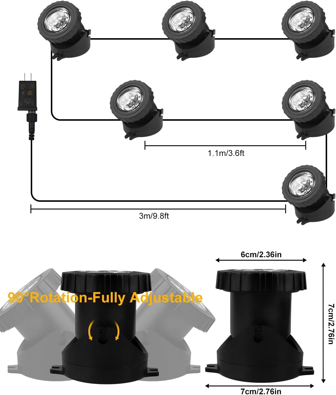 RGB Underwater Pond Lights, Super Bright LED Submersible Fountain Lights Colored Landscape Spotlights, Bluetooth APP Control IP68 Waterproof for Fish Aquarium Tank Garden Yard Pool (Set of 6)