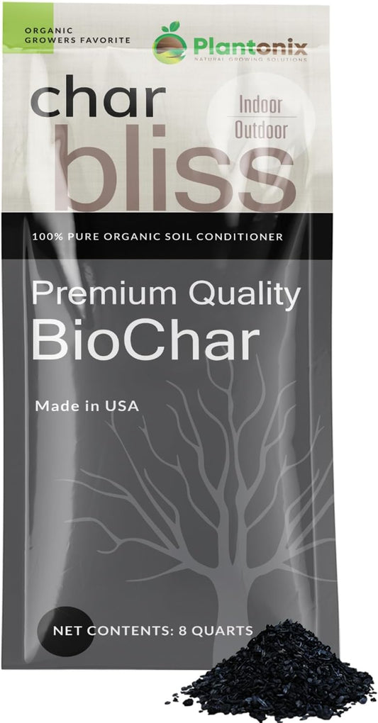 Char Bliss (8 Qts) - Organic Biochar for Plants - OMRI-Listed Biochar Soil Amendment Organic - Bio Char for Plants - Horticultural Charcoal for Plants, Potting Soil, Garden Soil, & Potting Mixes