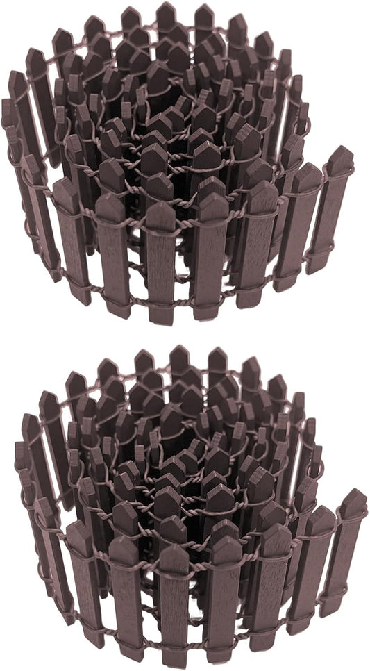 35 Inches Mini Fairy Garden Fence DIY Small Wood Decorative Picket Fence Micro Landscape Miniature Ornaments for Dollhouse, Crafts, Diorama Project, Plant Pot (Brown(2 PCS))