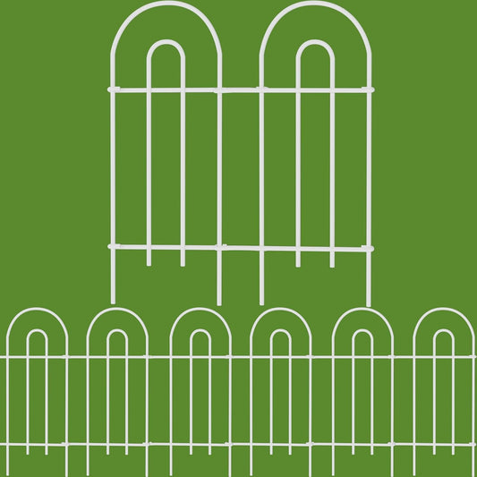 AMAGABELI GARDEN & HOME 14 Panels 32in(H)×20ft(L) Decorative Garden Fences and Borders for Dogs No Dig Rustproof Metal Fence Panel Garden Edging Border Animal Barrier Fencing for Flower Bed Yard White