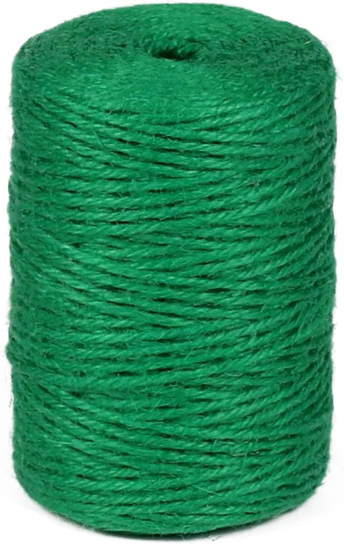 2mm 600ft Colored Natural Jute Twine String for Gift Wrapping Craft Baker Plant Christmas Ribbon Twine Handmade Arts Decoration Thin Packing String Home Decor