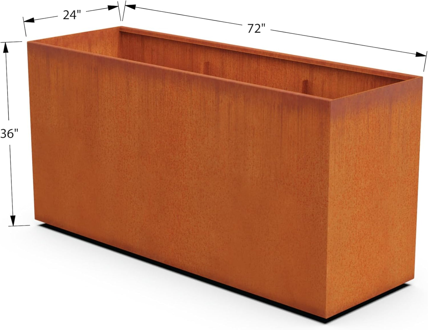 Extra Large Rectangular Planter for Outdoor Plants – 72x24x36 Corten Steel Planter Box for Patios, Decks & Privacy Screens | Heavy Duty Metal Planter Rectangle