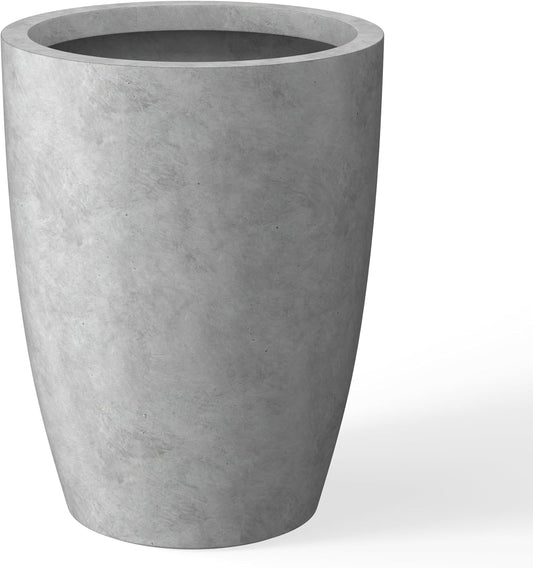 Kante 18.1" H Tall Round Concrete Planter for Outdoor Indoor, Modern Decorative Plant Pots with Drainage Hole & Rubber Plug for Home & Garden Natural Concrete