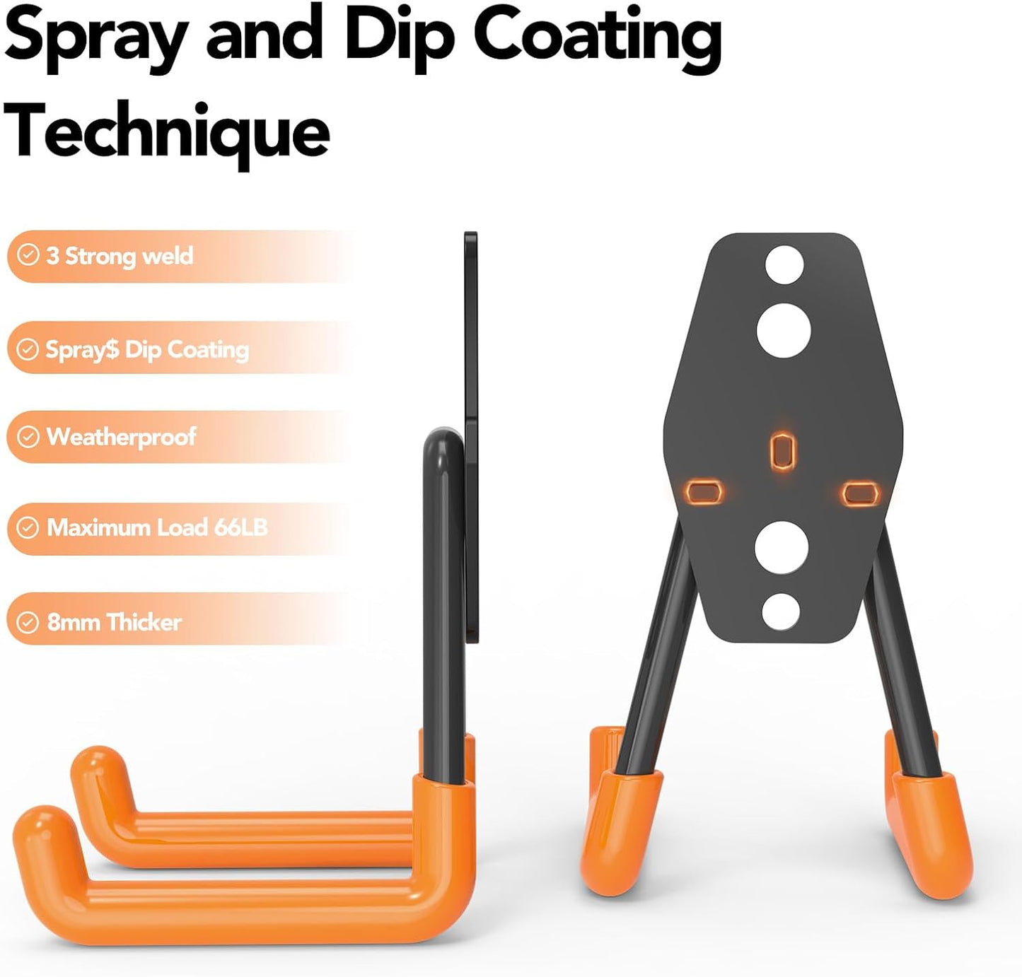 Skateboard Hooks 4-Pack Utility Small Heavy Duty Holder Garage Storage Wall Mount for Stroller Tennis Garden Tool Household Warehouse Shed