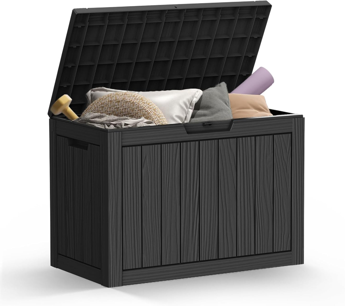 Mars Villa 45 Gallon Outdoor Storage Box, Resin Deck Box Waterproof, Storage Chest for Outside Patio Furniture Cushions, Pool Supplies, Garden Tools, UV Resistant and Weatherproof, Black