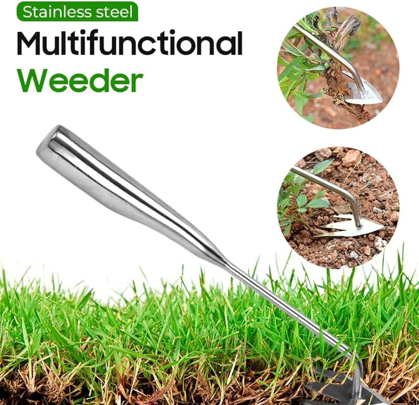 Weed Puller Tool,Weed Remover Tool for Lawn and Garden,Weeder Tool 3 Teeth Manganese Steel with Long Handle,Weeding Artifact Uprooting for Gardening Backyard Farm (Brown)