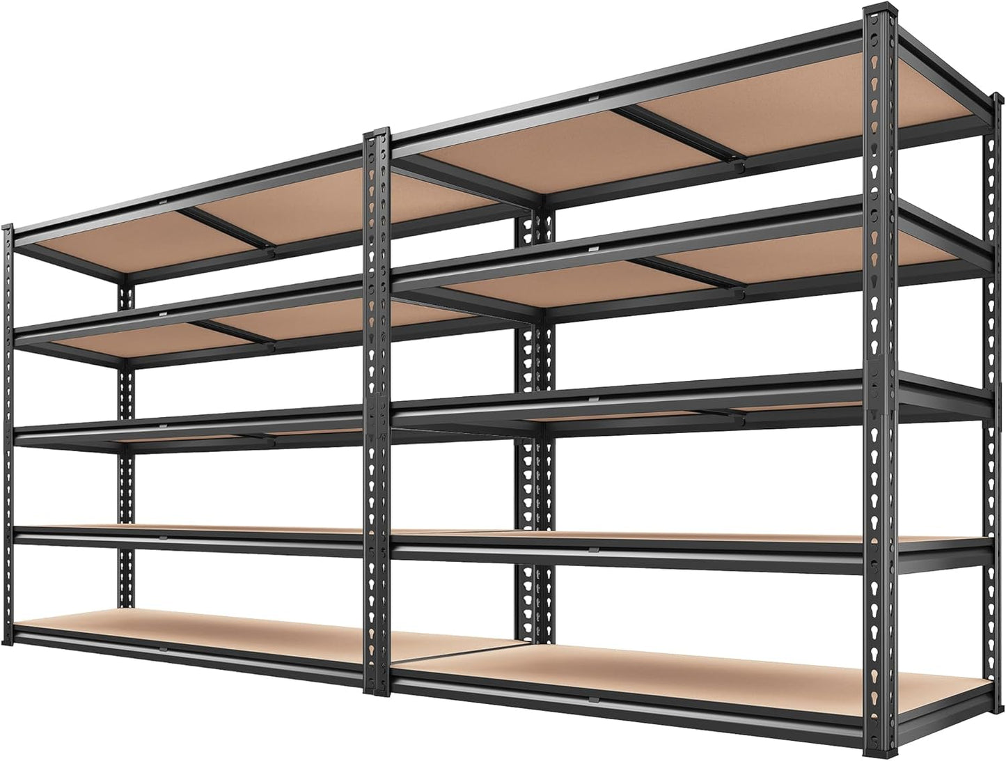 REIBII 2000LBS Garage Shelving Heavy Duty 72''H Storage Shelves 5 Tier Heavy Duty Shelving, Adjustable Metal Shelves for Garage Pantry Closet Kitchen Basement 35.5" W x72 H x 15.8" D, 2 Pack