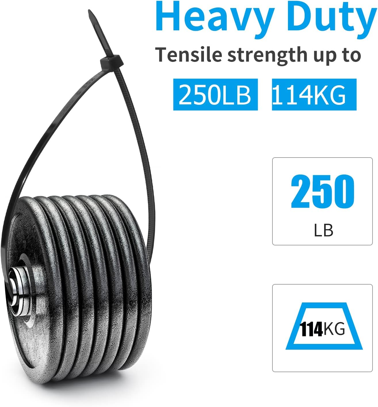 XINGO 12 inch Black Zip Ties Heavy Duty 80 PCS, 250 LBS Ultra Strong Plastic Wire Ties, Large Cable Ties Extra Long Tie Wraps, Indoor and Outdoor UV Resistant