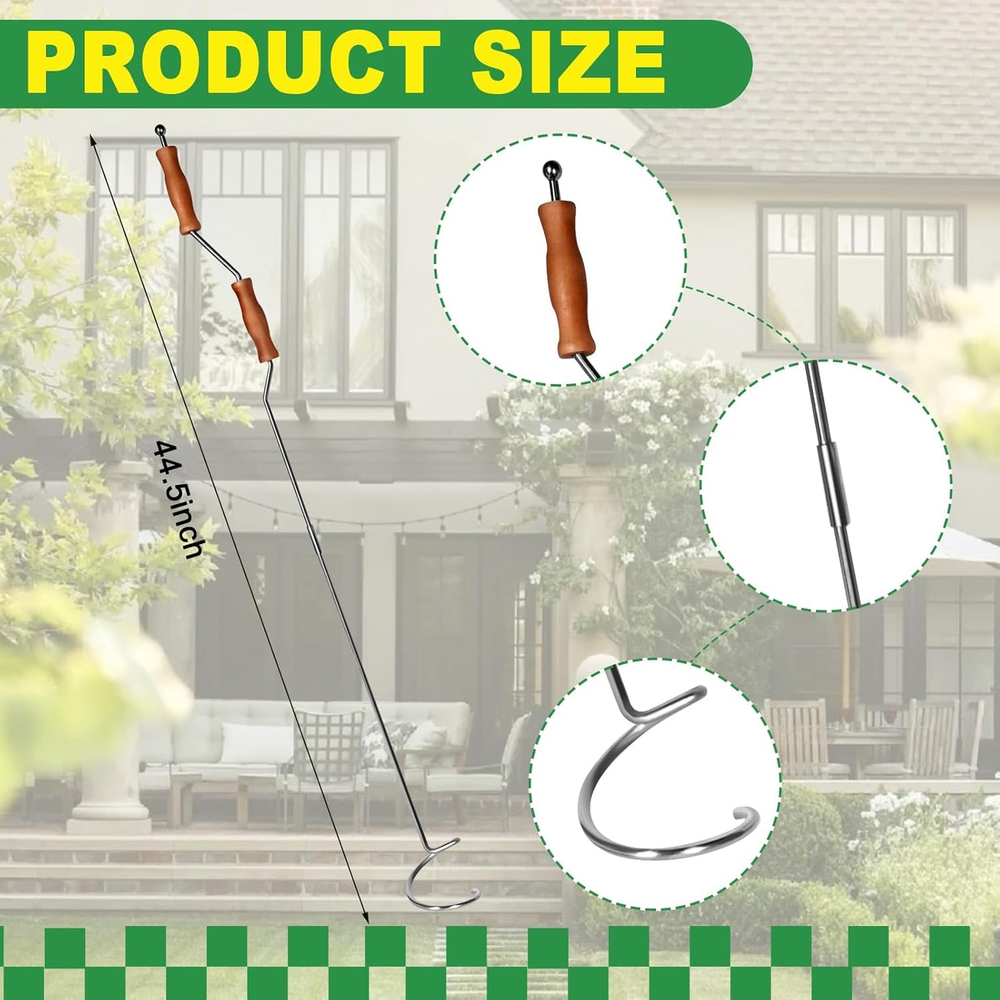 Stainless Steel Compost Aerator Tool – Manual Compost Turner for Outdoor Tumbler Bins, Rotating Mixing Tool