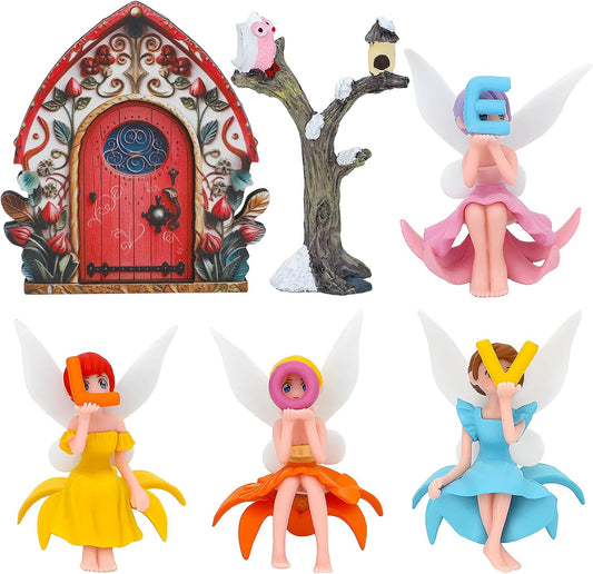 ONEST 6 Pieces Miniature Fairy Garden Accessories Small Fairy Figurines Hand Painted Fairies Figures for Car Decor Garden Flower Pot Birthday Cake Topper