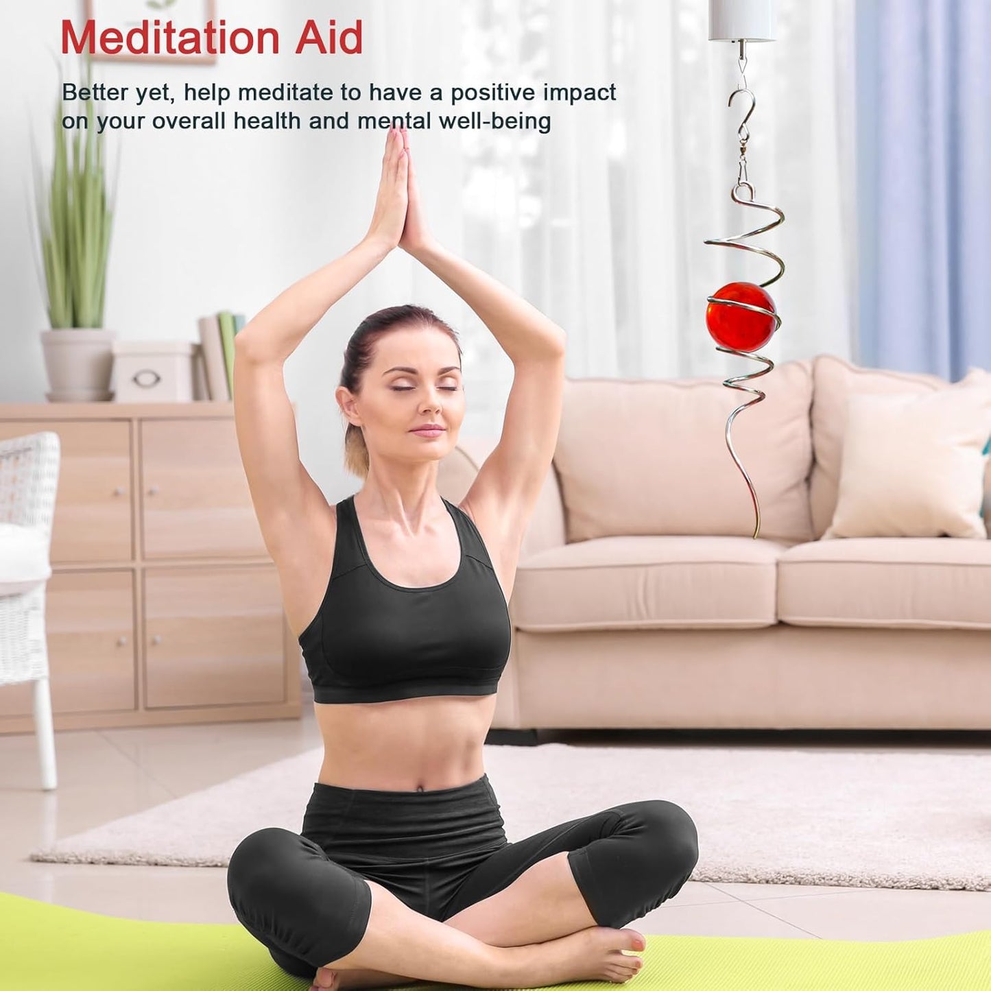 Gazing Ball Spiral Tail with Red Glass Orb, Wind Spinner Stabilizer, Spiral Wind Spinners Tail, Hanging Outdoor Garden Decor, Yard Art Ornament, Christmas Decoration, Sun Catcher 13inch