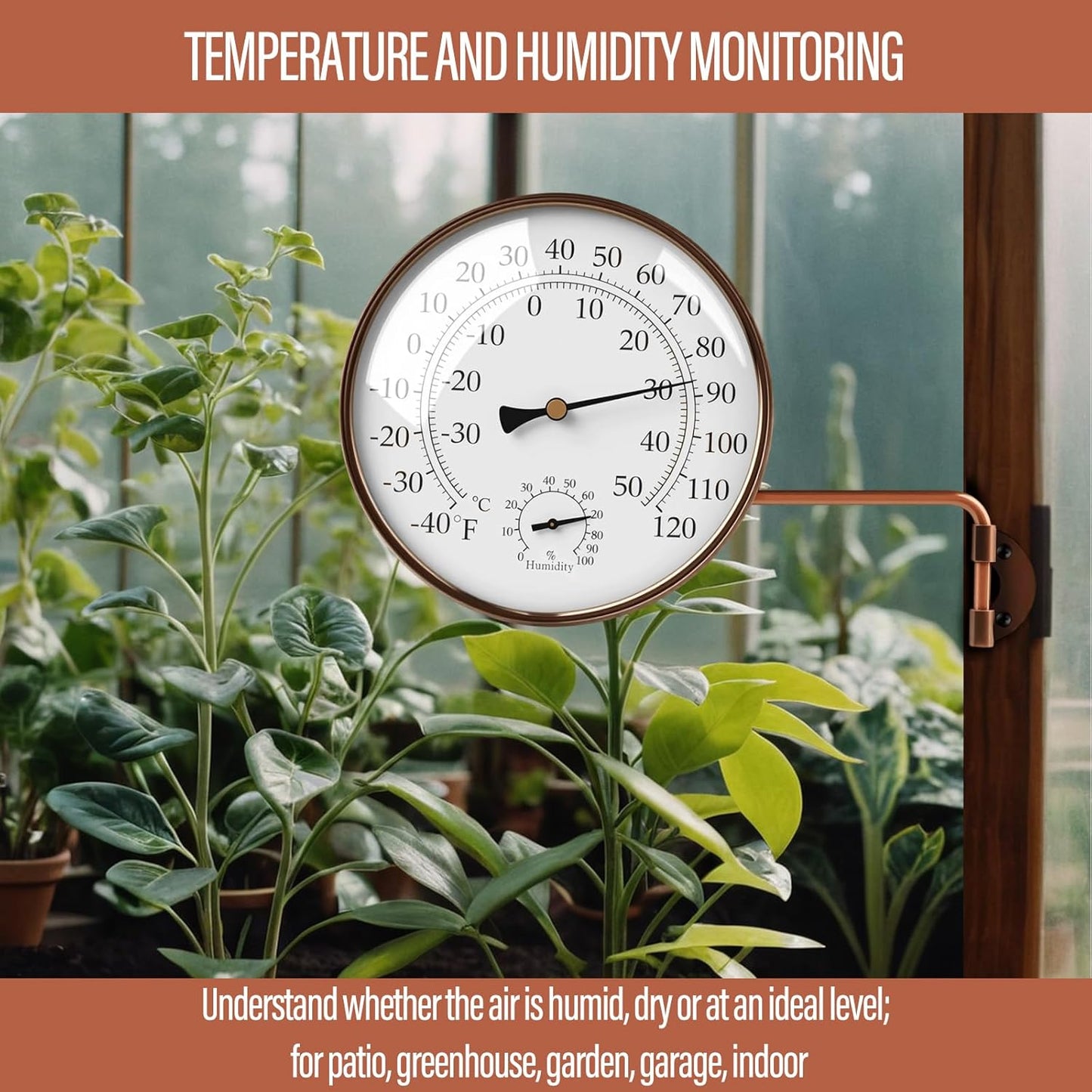 6 INCH Outdoor Thermometer, Decorative Outside Thermometer for Patio,Window,Greenhouse and Garage