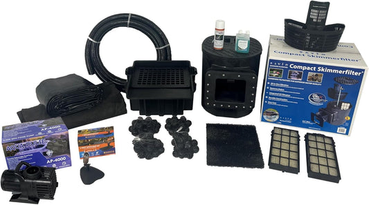 HALF OFF PONDS Savio Select 4,000 GPH Submersible Pump Pond Kit with 20' x 20' PVC Plastic Pond Liner for Water Garden & Koi Pond
