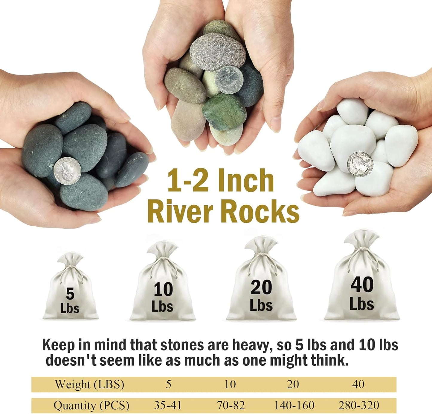 5 lbs White Pebbles for Indoor Plants, 1-2 Inch Small White River Rocks for Plants, Decorative Polished Stones for Landscaping Vase and Outdoor Garden