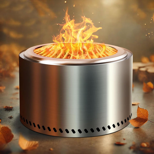 HGD 28 Inch Smokeless Firepit, Stainless Steel Fire Pit, Wood Burning Firepit for Patio Garden Picnic