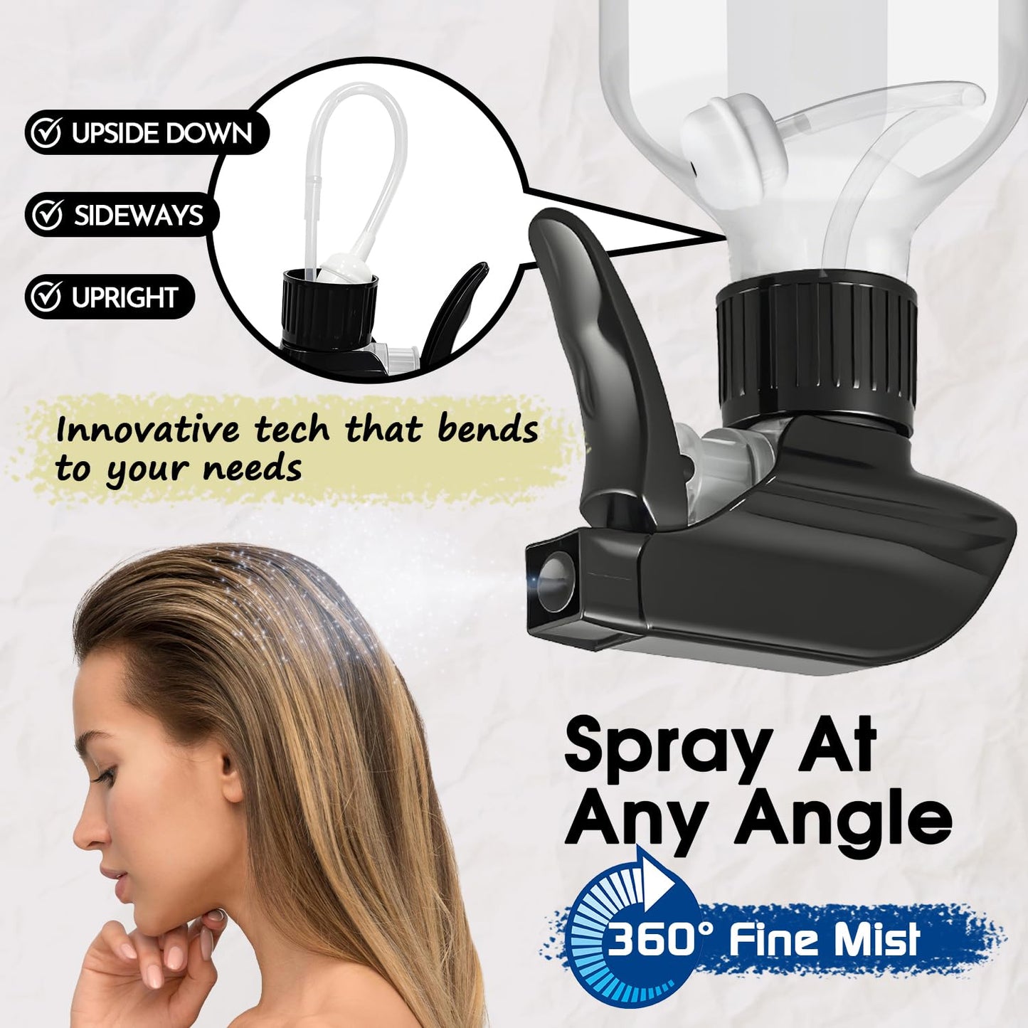 2 Packs Plastic Spray Bottles 360° Water Spray Bottle for Cleaning - 10 oz/300 ml Upside Down Spray Bottle Refillable Small Squirt Bottle with Adjustable Nozzle for Hair, Cooking, Plant, Pet (Green)